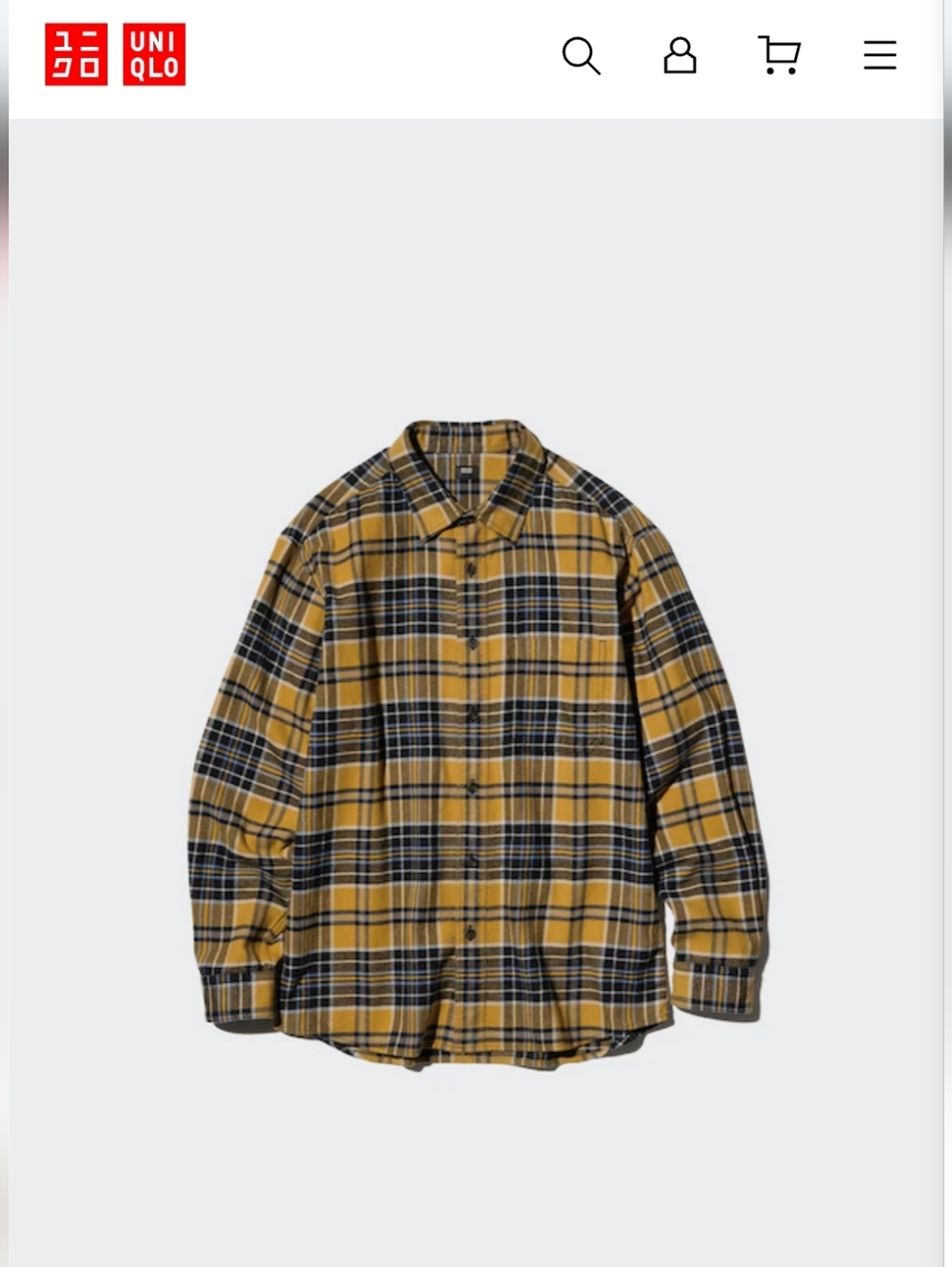 Uni Qlo Flannel Checked Shirt Yellow Medium Size
